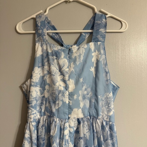 Fehaute Blue Floral Chiffon Halter Sleeveless Midi Dress Size 8 - Picture 8 of 12